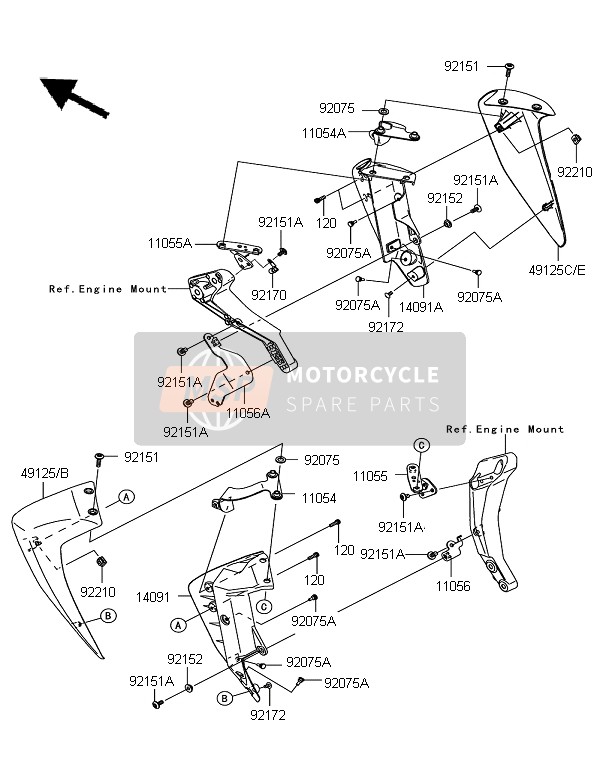 110560562, Bracket, Shroud, Lwr, Lh, Kawasaki, 2