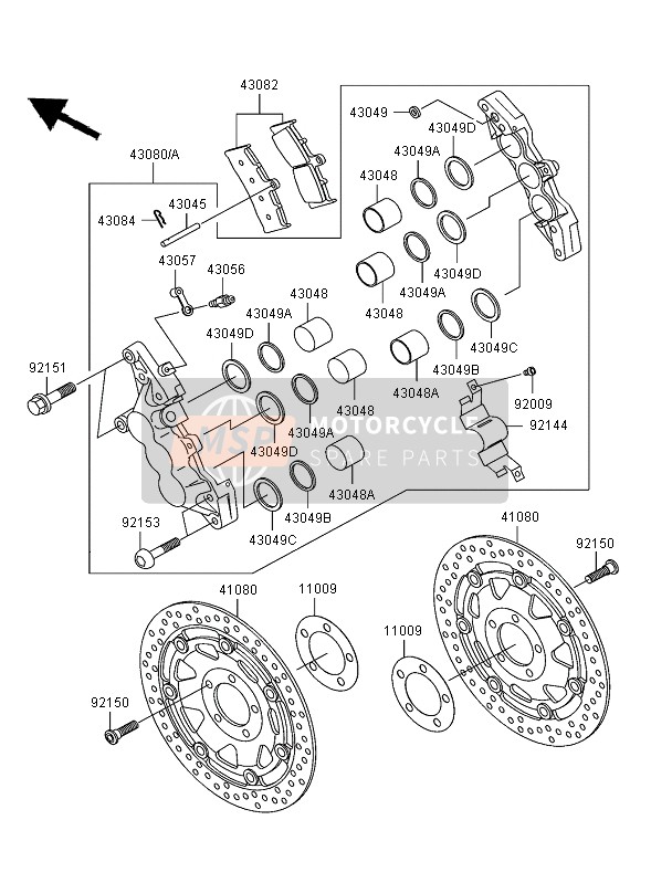 430800024DJ, CALIPER-SUB-ASSY,Fr,Lh,Black, Kawasaki, 0