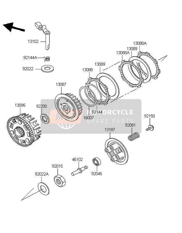 Kawasaki ELIMINATOR 125 2003 Embrague para un 2003 Kawasaki ELIMINATOR 125