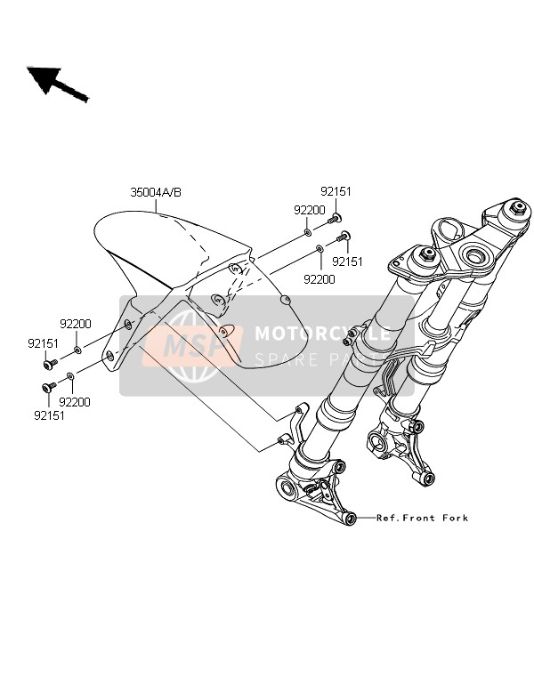 350040118660, Garde Boue - Av , M.S.Noir, Kawasaki, 0