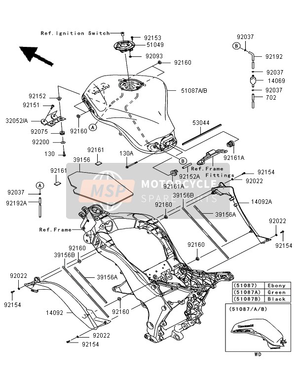 32052014618R, BRACKET-TANK,F.S.Black, Kawasaki, 1