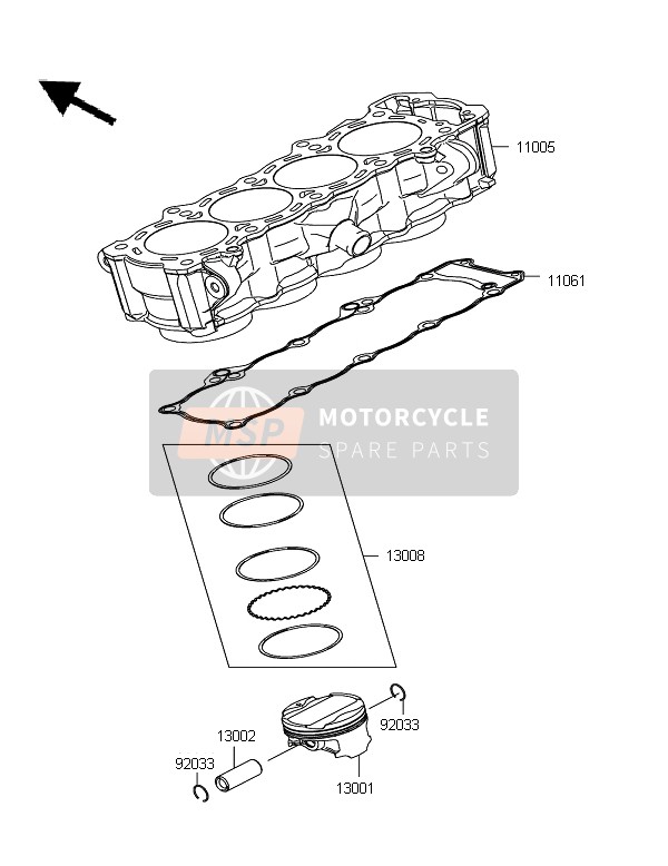 Kawasaki Z1000SX ABS 2012 Cylindre & Piston pour un 2012 Kawasaki Z1000SX ABS