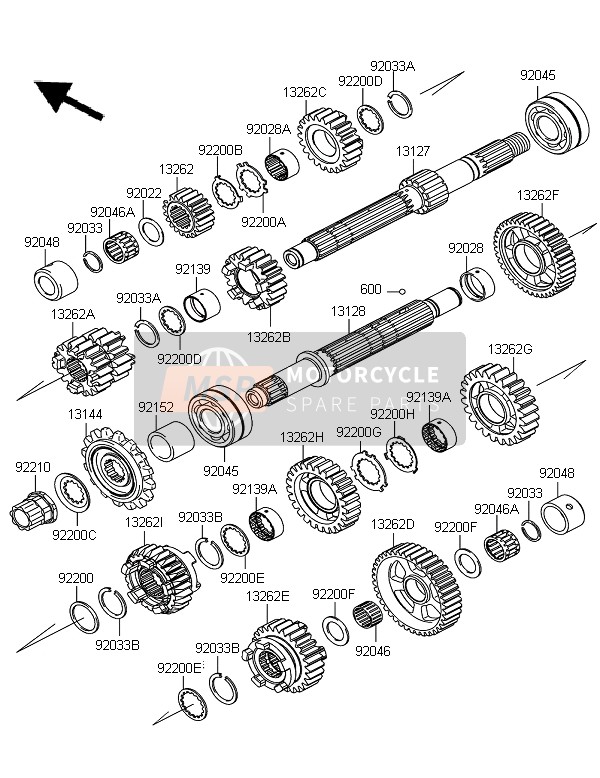 Kawasaki Z1000SX ABS 2012 Transmission for a 2012 Kawasaki Z1000SX ABS