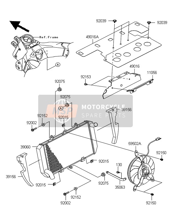 Kawasaki Z1000SX ABS 2012 Radiator for a 2012 Kawasaki Z1000SX ABS