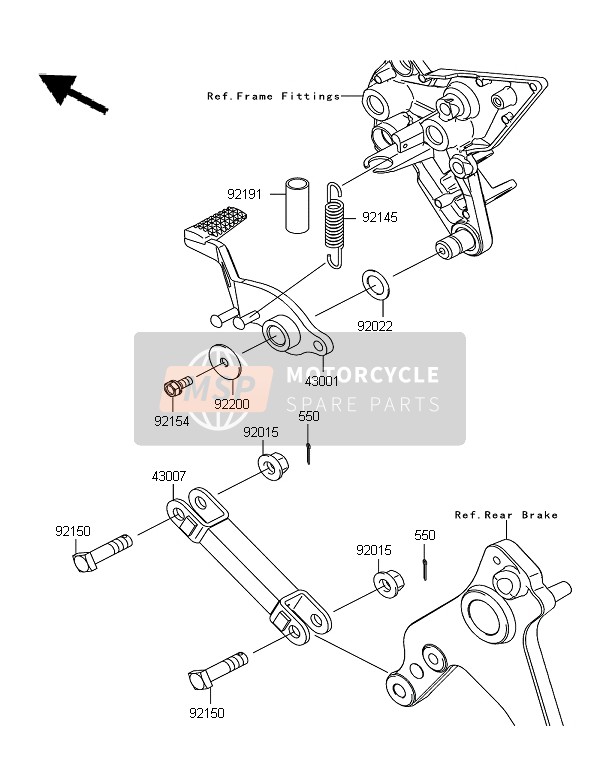 Kawasaki Z1000SX ABS 2012 Brake Pedal for a 2012 Kawasaki Z1000SX ABS