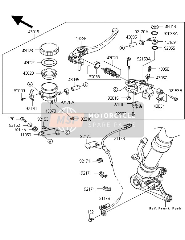 Kawasaki Z1000SX ABS 2012 Front Master Cylinder for a 2012 Kawasaki Z1000SX ABS