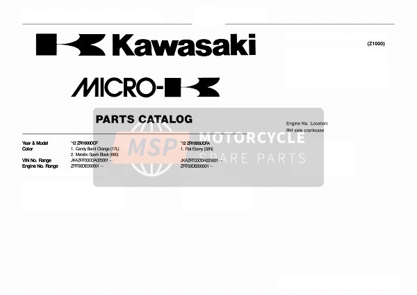 Kawasaki Z1000 2012 Modelidentificatie voor een 2012 Kawasaki Z1000