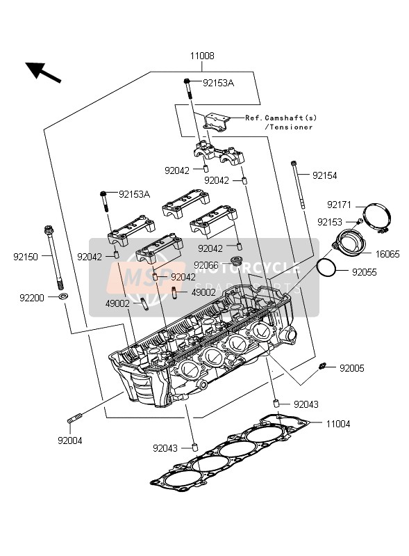 Kawasaki Z1000 2012 Cylinder Head for a 2012 Kawasaki Z1000