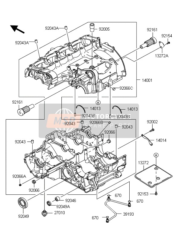 Kawasaki Z1000 2012 Crankcase for a 2012 Kawasaki Z1000