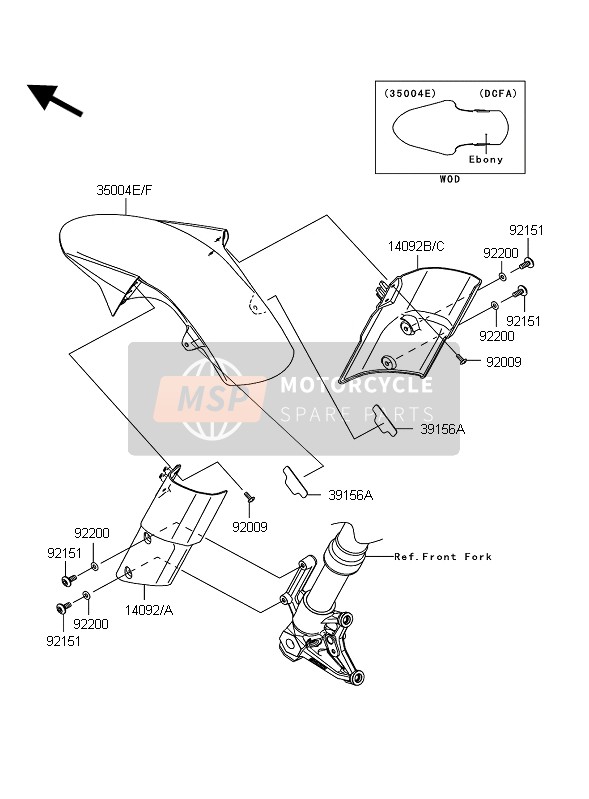 14092015732N, Cover,Frfender,Rh,F.Ebony, Kawasaki, 0