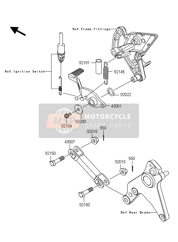 Kawasaki Z1000 2012 Brake Pedal for a 2012 Kawasaki Z1000