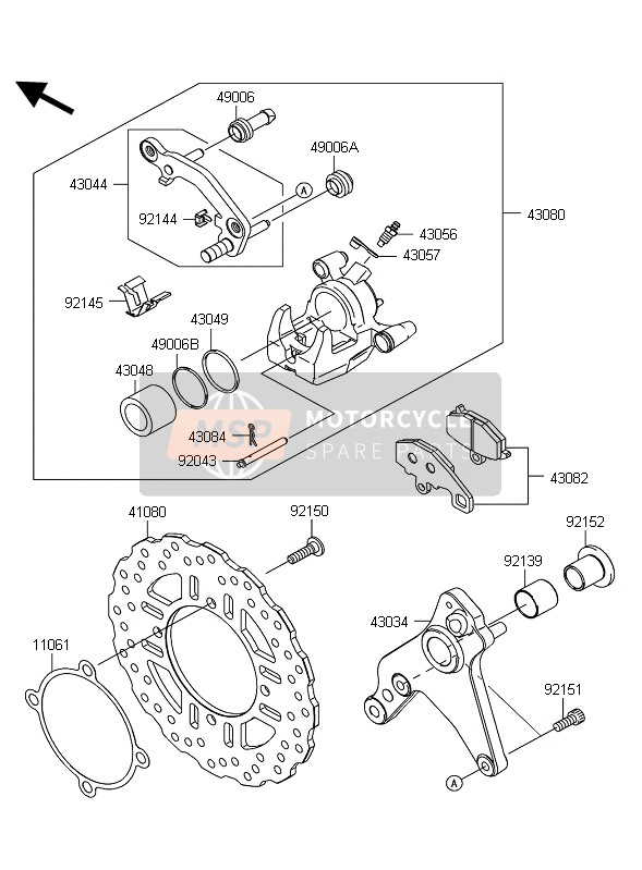 430800084DJ, CALIPER-SUB-ASSY,Rr,Black, Kawasaki, 0