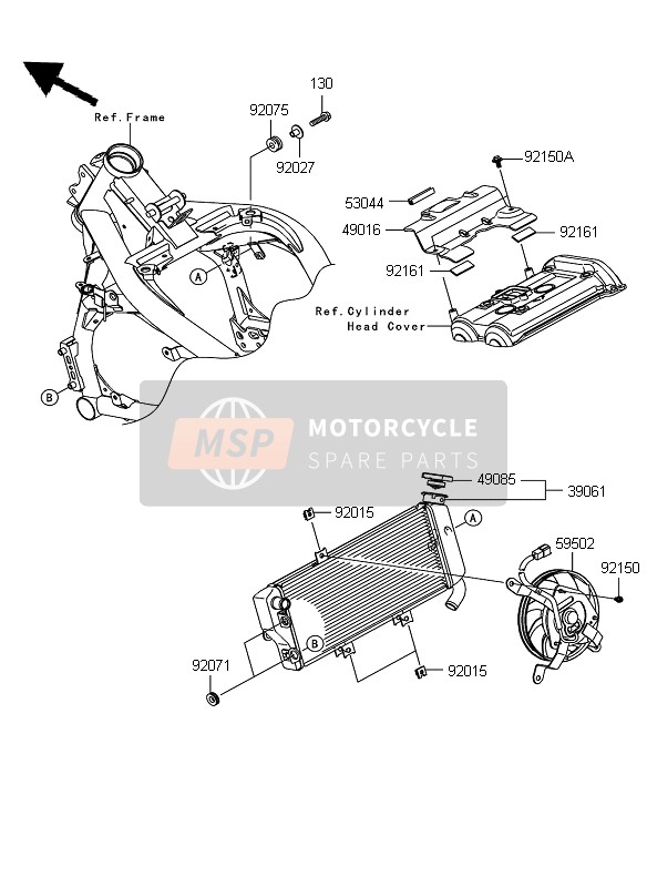 Kawasaki ER-6F 2010 Radiador para un 2010 Kawasaki ER-6F