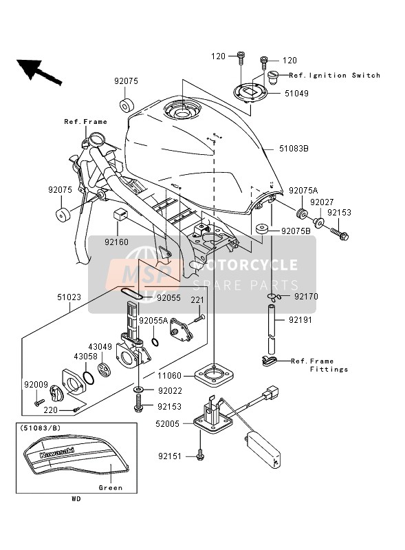 Kawasaki ZRX1200R 2005 Réservoir d'essence pour un 2005 Kawasaki ZRX1200R