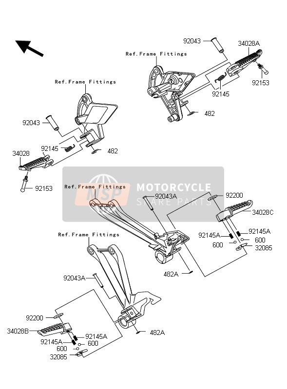 Kawasaki Z1000 ABS 2012 Footrest for a 2012 Kawasaki Z1000 ABS