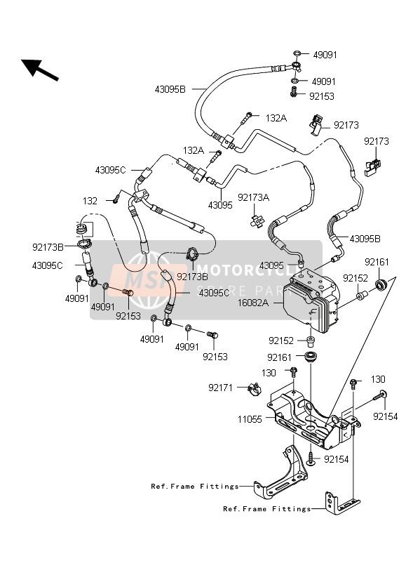 430950635, HOSE-BRAKE,Fr, Kawasaki, 0