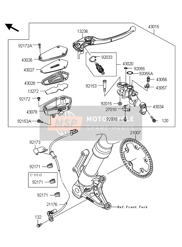 Kawasaki Z1000 ABS 2012 Front Master Cylinder for a 2012 Kawasaki Z1000 ABS