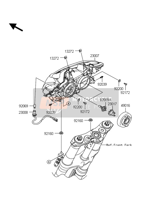 Kawasaki Z1000 ABS 2012 SCHEINWERFER für ein 2012 Kawasaki Z1000 ABS