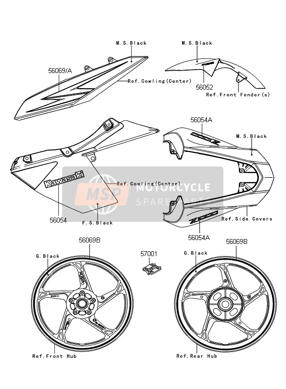 Kawasaki Z1000 ABS 2012 Calcomanías (Naranja) para un 2012 Kawasaki Z1000 ABS