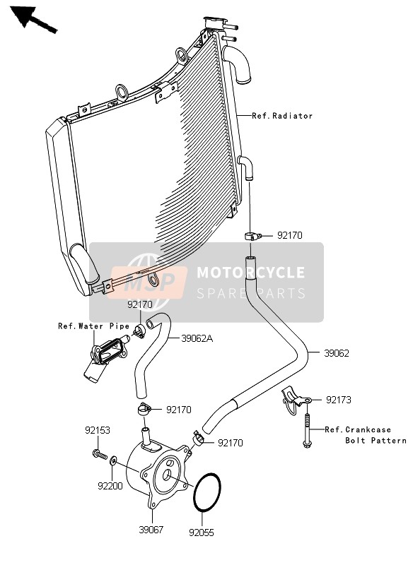 390620615, HOSE-COOLING,Fit.-OIL Cooler, Kawasaki, 0