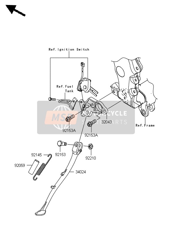 32043061018R, BRACKET-STAND, F.S.Black, Kawasaki, 0