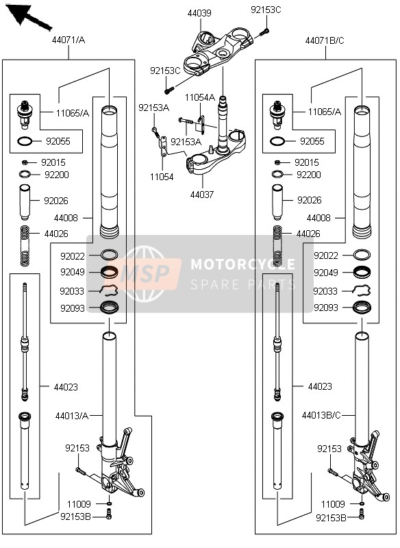 440370039, HOLDER-FORK Under, Kawasaki, 0