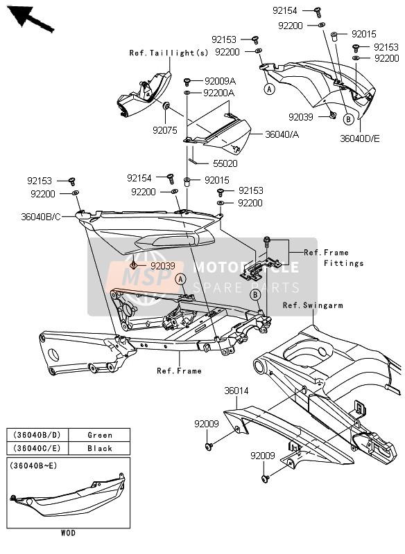 360400059660, COVER-TAIL, Cnt, M.S.Black, Kawasaki, 4