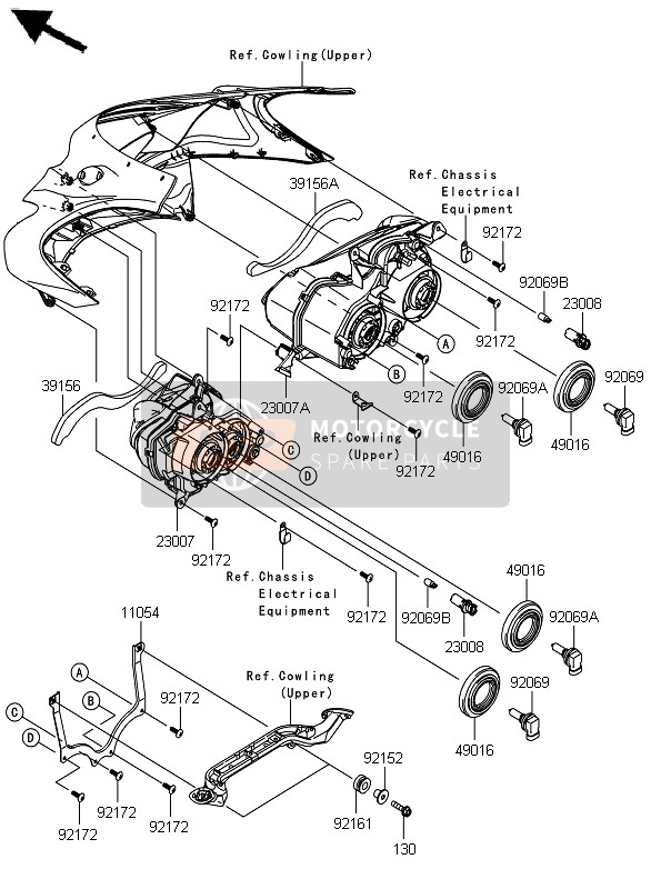 391560806, Pad,Head Lamp,Lh, Kawasaki, 0