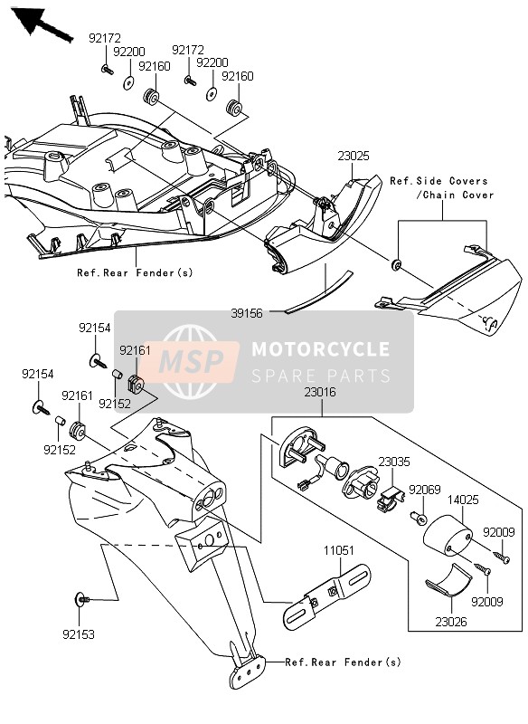 Kawasaki ZZR1400 ABS 2012 Tail Light for a 2012 Kawasaki ZZR1400 ABS