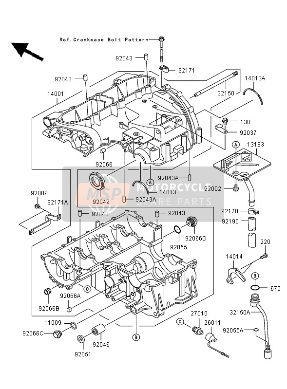 Kawasaki ZZR600 2005 Crankcase for a 2005 Kawasaki ZZR600