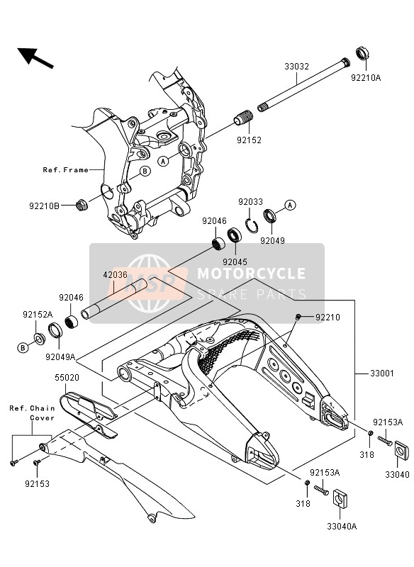 Kawasaki NINJA ZX-6R 2012 Swing Arm for a 2012 Kawasaki NINJA ZX-6R