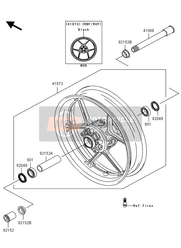 41073072618F, WHEEL-ASSY, Fr, G.Black, Kawasaki, 0