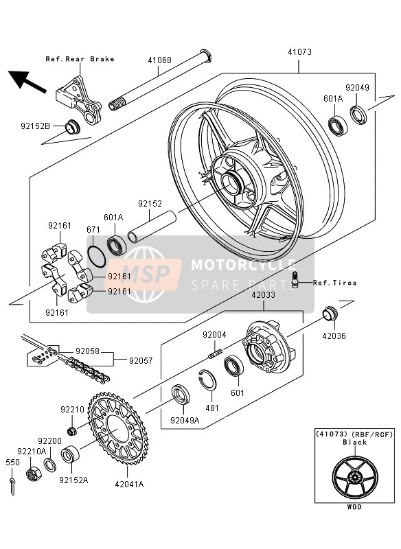 921520544, Collar,Rr Hub,Rh,L=16, Kawasaki, 0