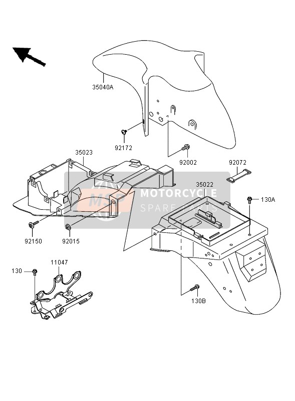 350401051474, FENDER-COMP-FRONT,G.Silver, Kawasaki, 1