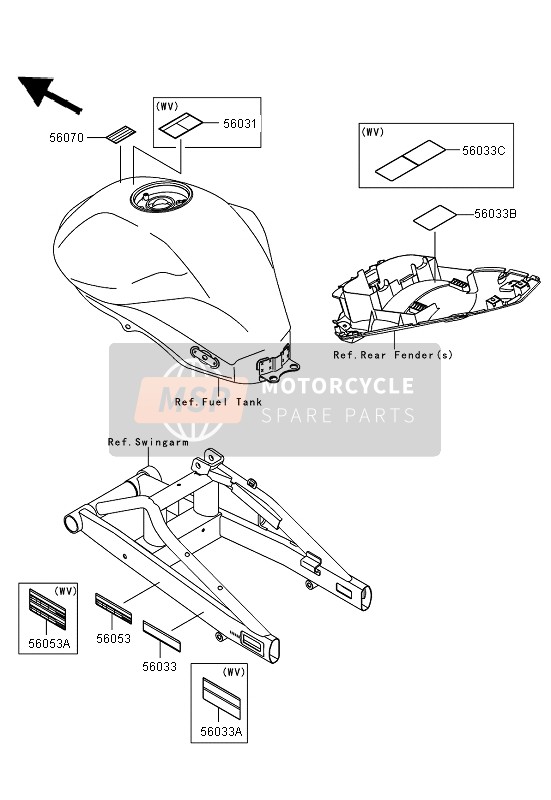 Kawasaki ER-6F 2011 ETIKETTEN für ein 2011 Kawasaki ER-6F