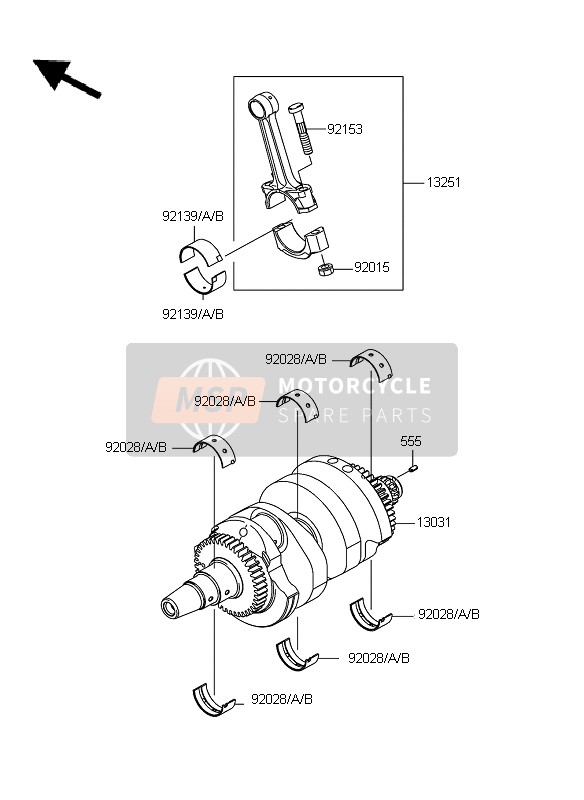 Kawasaki ER-6F ABS 2011 Crankshaft for a 2011 Kawasaki ER-6F ABS