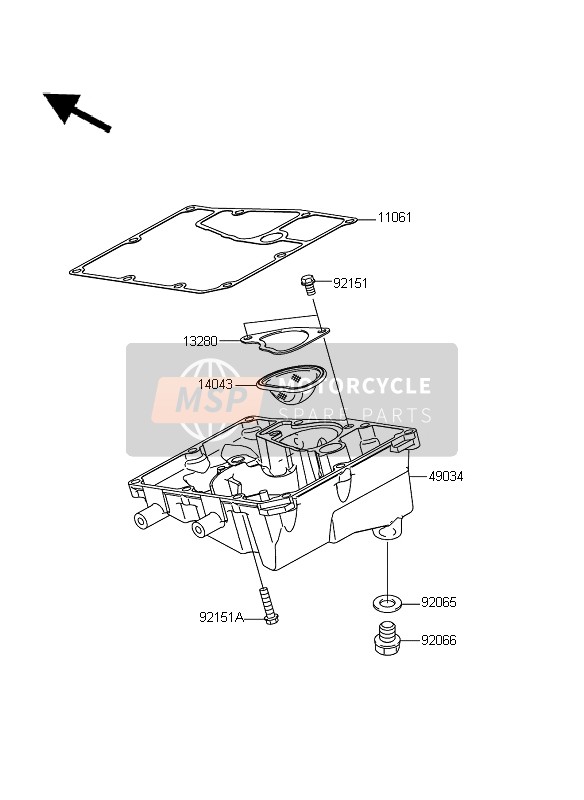 Kawasaki ER-6F ABS 2011 Oil Pan for a 2011 Kawasaki ER-6F ABS