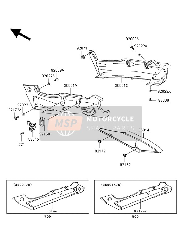 Kawasaki ZZR600 2005 SEITLICHE ABDECKUNGEN & STEUERKETTENABDECKUNG für ein 2005 Kawasaki ZZR600