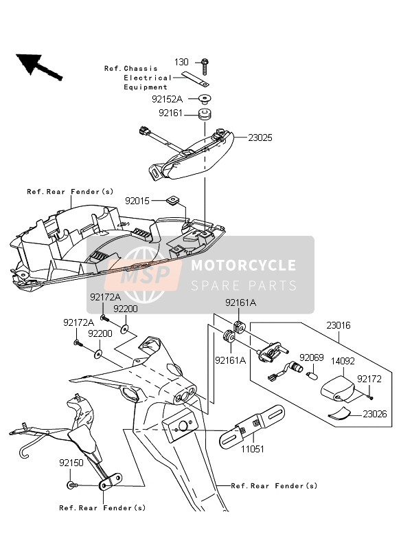 Kawasaki ER-6F ABS 2011 Fanale Posteriore per un 2011 Kawasaki ER-6F ABS