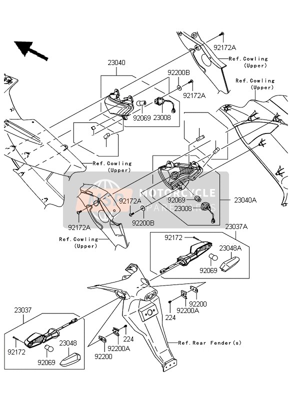 Kawasaki ER-6F 2010 Clignotants pour un 2010 Kawasaki ER-6F