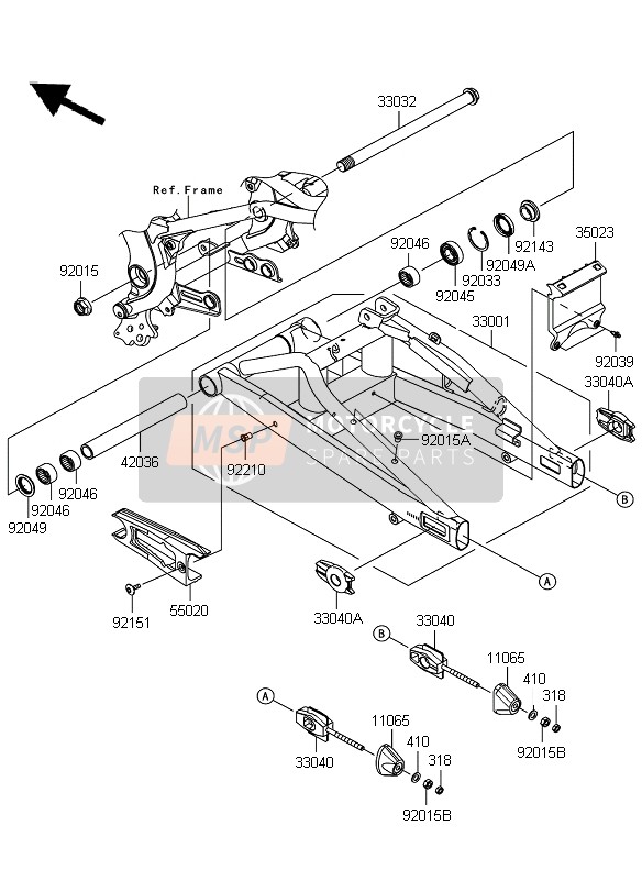 Kawasaki ER-6N 2011 Swing Arm for a 2011 Kawasaki ER-6N