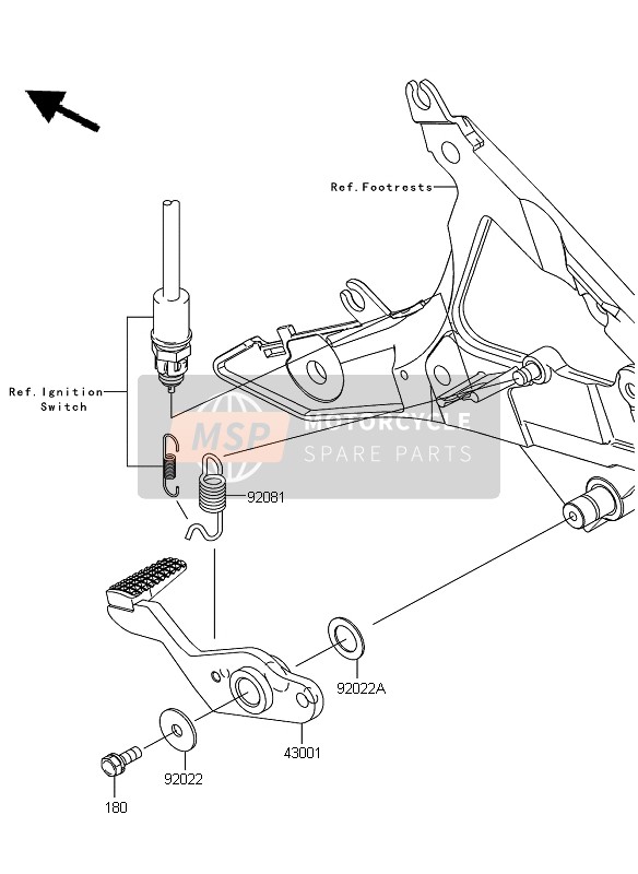 Kawasaki ER-6N 2011 Brake Pedal for a 2011 Kawasaki ER-6N