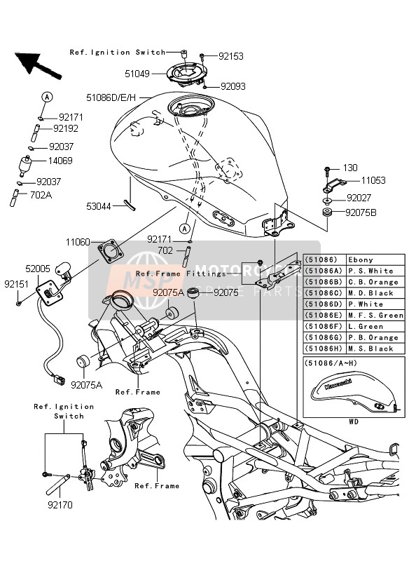 510875077G3, TANK-COMP-FUEL, P.White, Kawasaki, 0