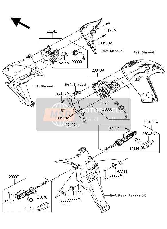 Kawasaki ER-6N 2011 Clignotants pour un 2011 Kawasaki ER-6N