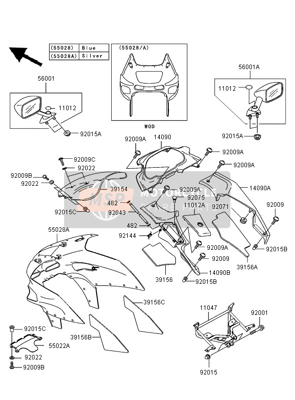 550221084474, COVER-HEAD Lamp,G.Silver, Kawasaki, 1