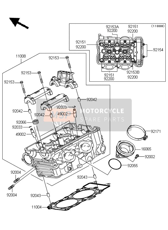 Kawasaki ER-6N ABS 2011 Cylinder Head for a 2011 Kawasaki ER-6N ABS