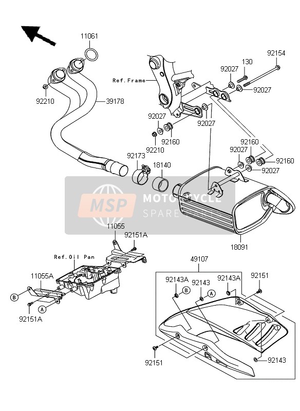 Kawasaki ER-6N ABS 2011 Muffler for a 2011 Kawasaki ER-6N ABS