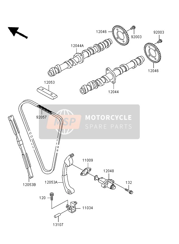 Kawasaki ZZR600 2005 Nokkenas & Spanner voor een 2005 Kawasaki ZZR600