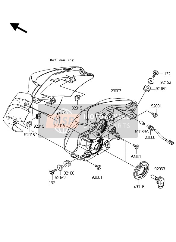 Kawasaki ER-6N ABS 2011 Headlight for a 2011 Kawasaki ER-6N ABS