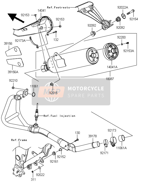 140410049, COVER-COMP,Fr Muffler, Kawasaki, 0